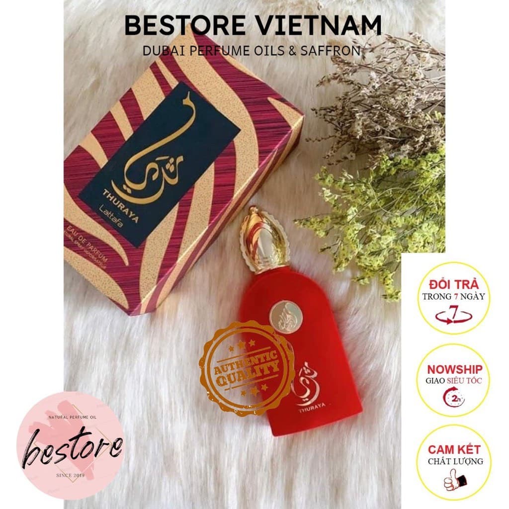 [CAM KẾT CHÍNH HÃNG] Nước hoa nội địa Dubai Thuraya - Mùi trà siêu hot- mẫu thử 10ml và chai full 100ml - Bestore Vietnam