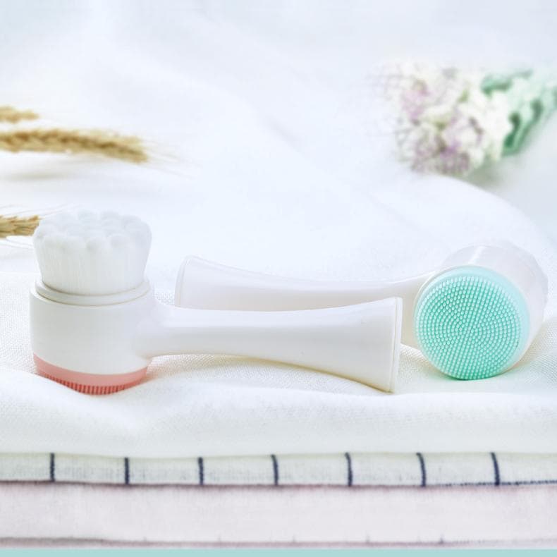 ♥ Lamdepdeal - Cọ rửa mặt và tẩy da chết 2 đầu - Làm sạch da mặt nhạy cảm - Massage mặt nhẹ nhàng - Dụng cụ trang điểm