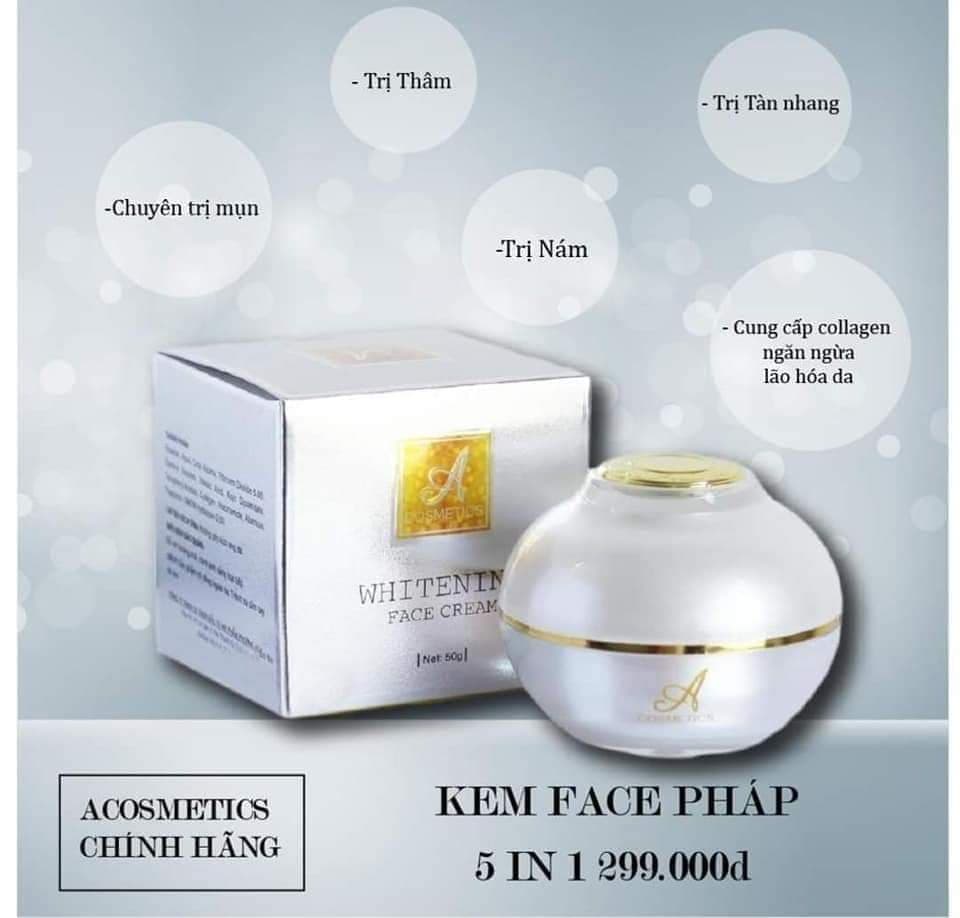 [CHÍNH HÃNG] Kem Face Pháp 2020 Acosmetics Dưỡng Trắng Da Mặt Dưỡng Ẩm Mờ Thâm Nám Tàn Nhang Chống Nắng Chống Lão Hoá Chăm Sóc Da Mặt Whitening Face Cream 50 GrLECARO LCR-KM09