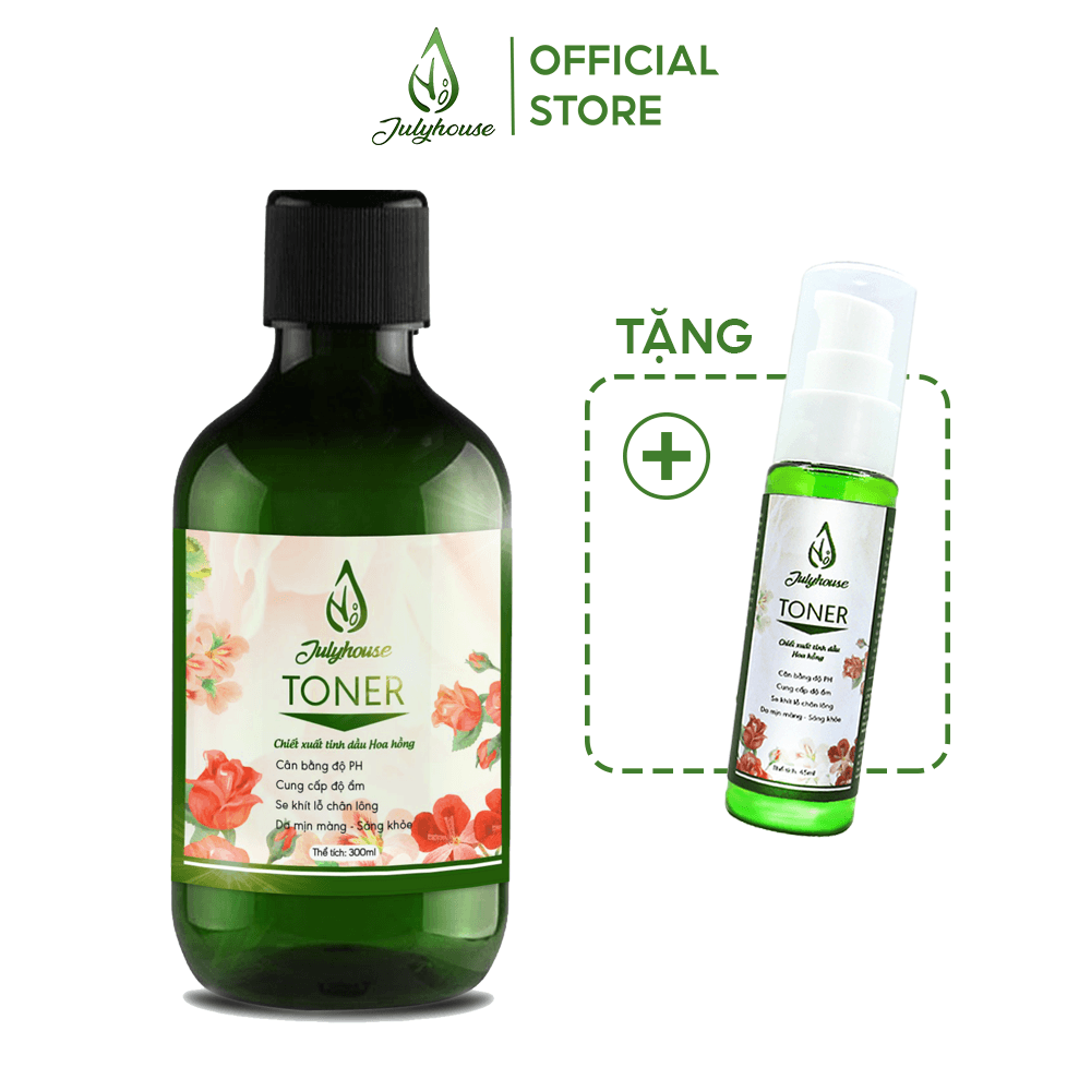 Toner hoa Hồng dưỡng ẩm 300ml tặng kèm toner hoa hồng 38ml JULYHOUSE