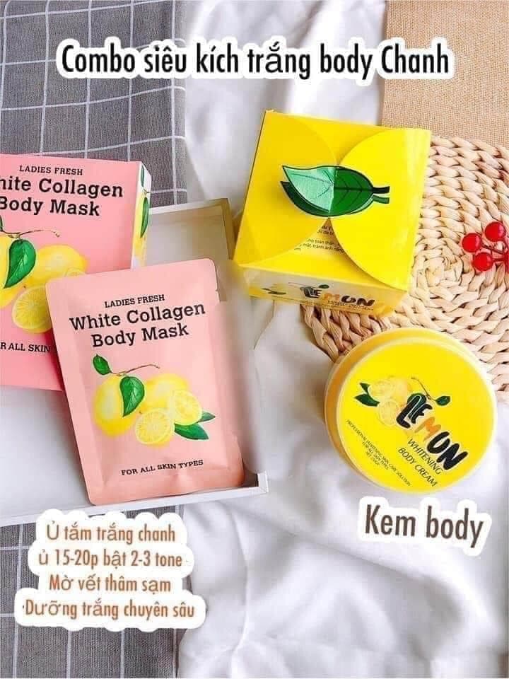 Combo kem body và ủ trắng chanh dưỡng da trắng sáng bật tone