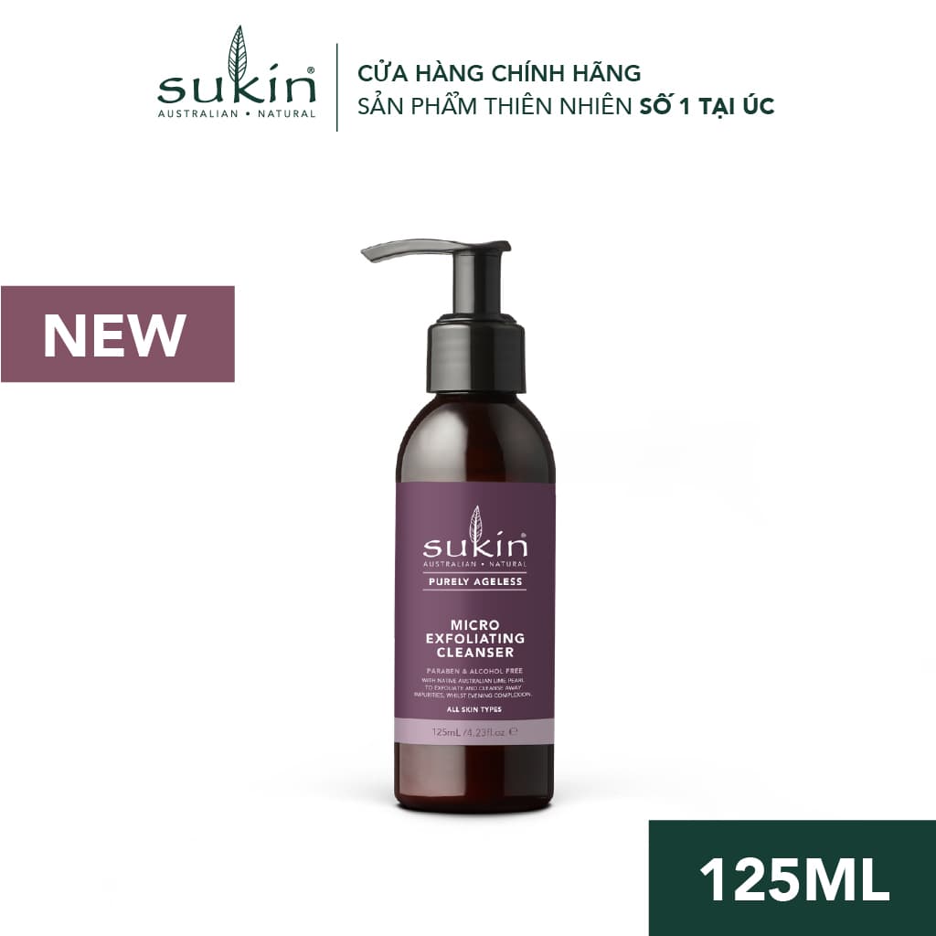 Sữa Rửa Mặt Làm Sạch Tế Bào Chết Săn Chắc Da Sukin Purely Ageless Micro Exfoliating Cleanser 125ml