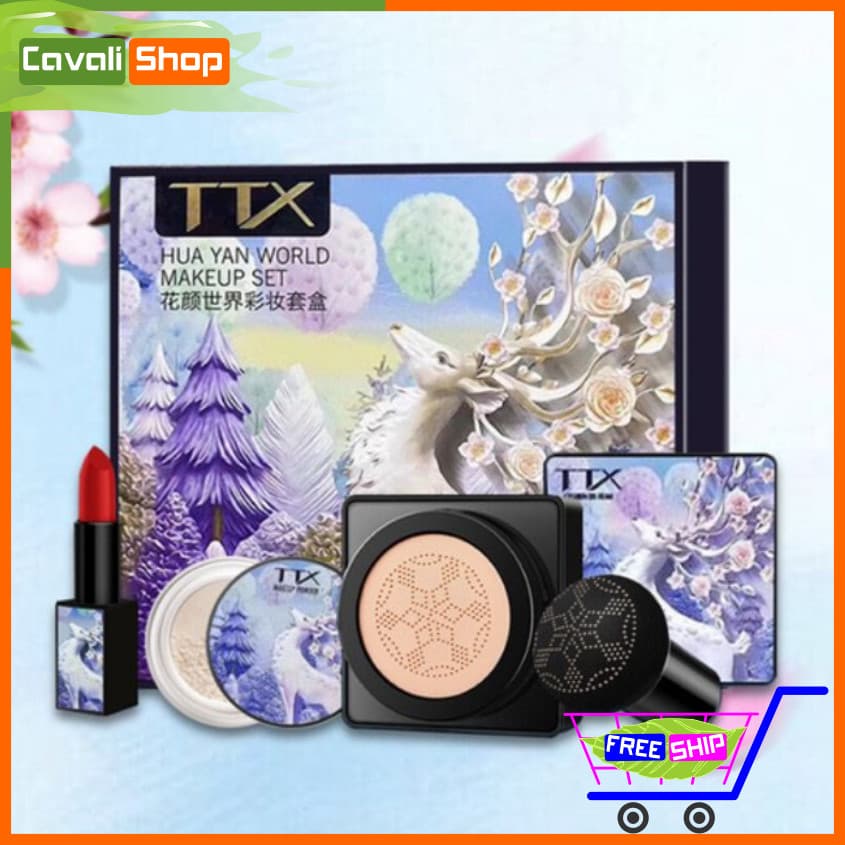 [DEAL TỐT] Bộ trang điểm TTX 3 món - Cavali - Gồm phấn nước + phấn phủ + son tiện lợi