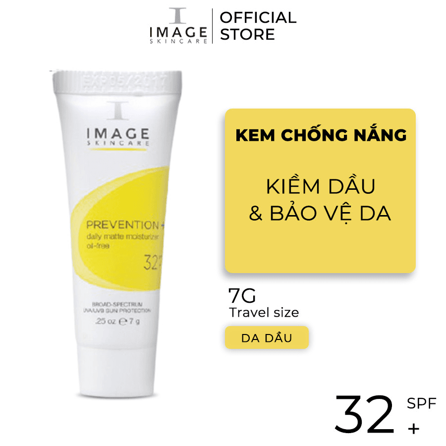 Kem chống nắng cho da dầu kiểm soát nhờn cấp ẩm ngăn ngừa sạm nám viêm lỗ chân lông IMAGE SKINCARE PREVENTION+ DAILY MATTE MOISTURIZER SPF32+ 7G