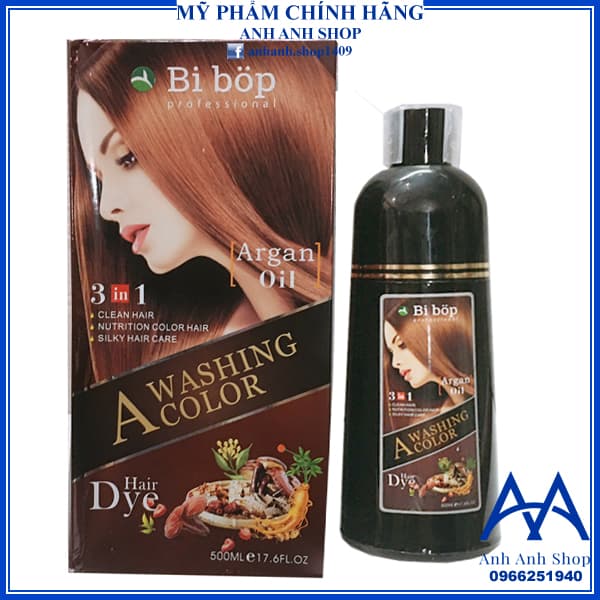 Dầu Gội Nâu Bibop thảo dược phủ bạc nâu đẹp 500ml