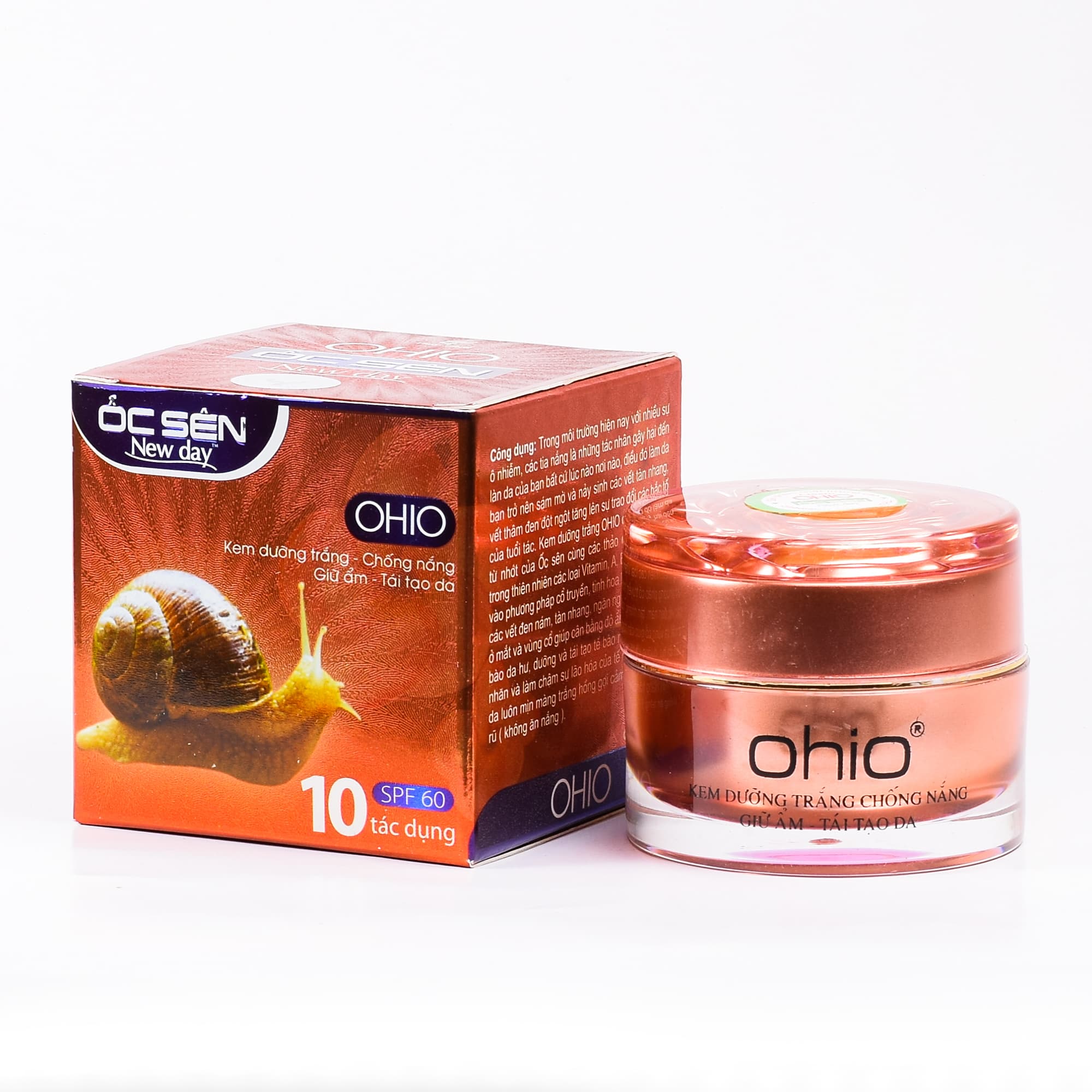 [HCM]Kem dưỡng trắng Chống nắng Giữ ẩm Tái tạo da 10 tác dụng OHIO ÔC SÊN NEWDAY - 30g