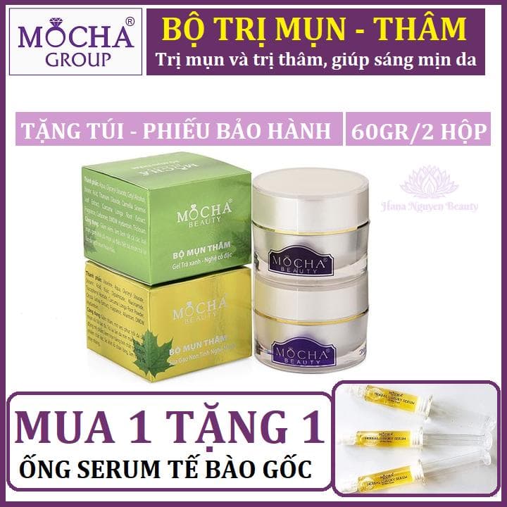 [HCM]BỘ MỤN THÂM MOCHA - MUA 1 TẶNG 1 ỐNG SERUM TẾ BÀO GỐC MOCHA - Kem xóa bỏ mụn và vết  thâm do mụn