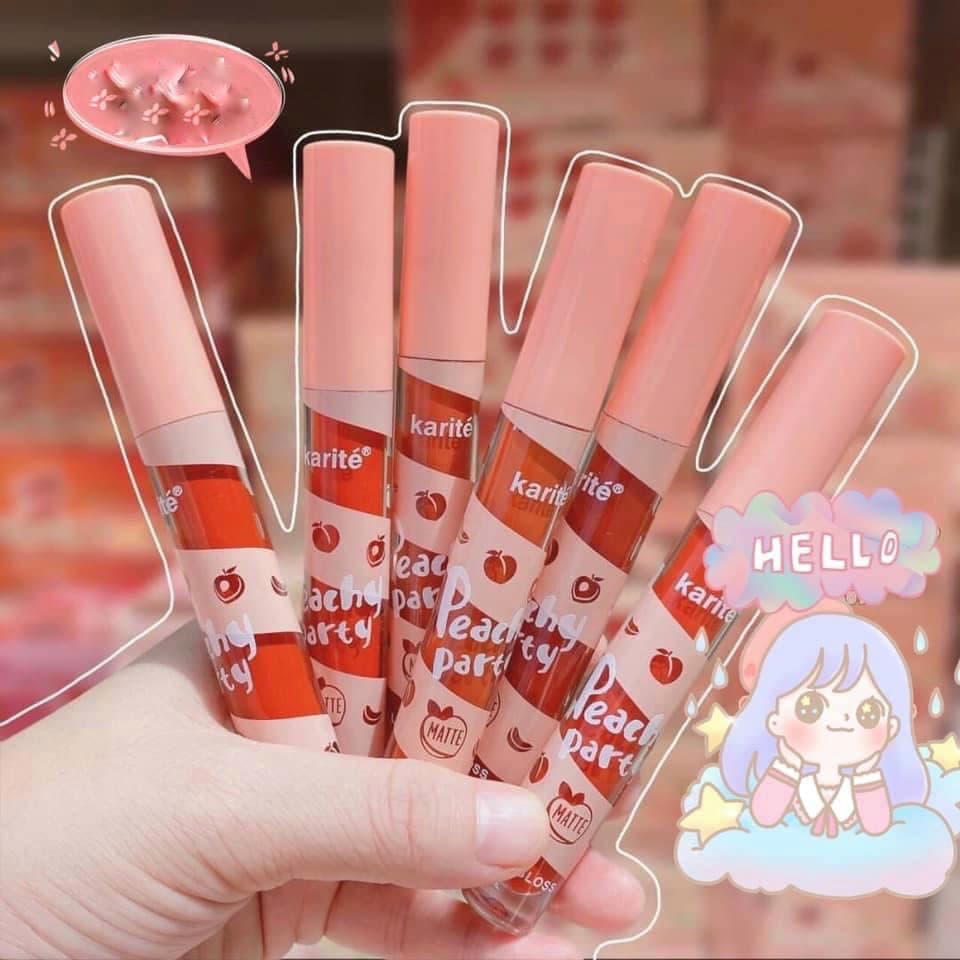 Sét son kem nhà Karite Peachy Party -sét 6 cây đẹp xỉu