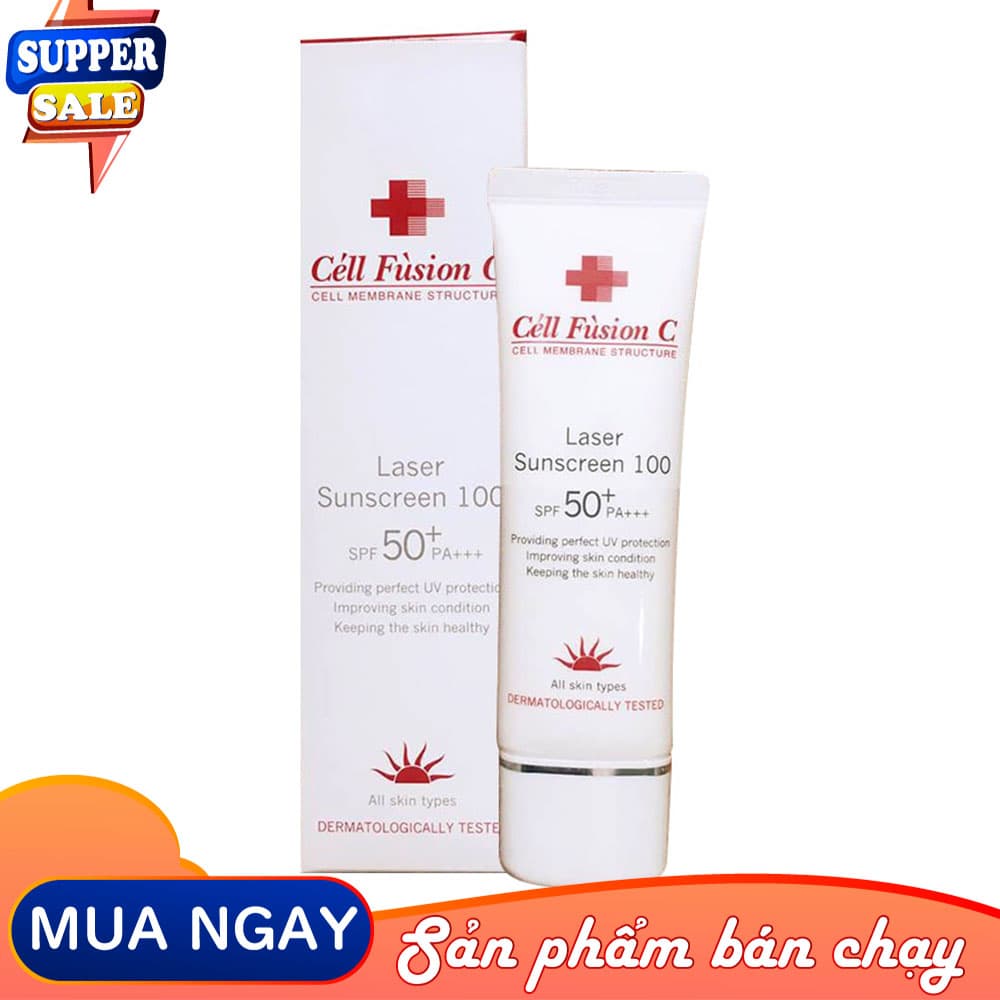 [HCM][HÀNG XỊN] Kem Chống Nắng Laser Sunscreen 100 Cell Fusion C SPF 50+ PA+++(50ML) Xịn Xò- Dưỡng da và bảo vệ da tối đa với kết cấu mỏng nhẹ khô ráo.