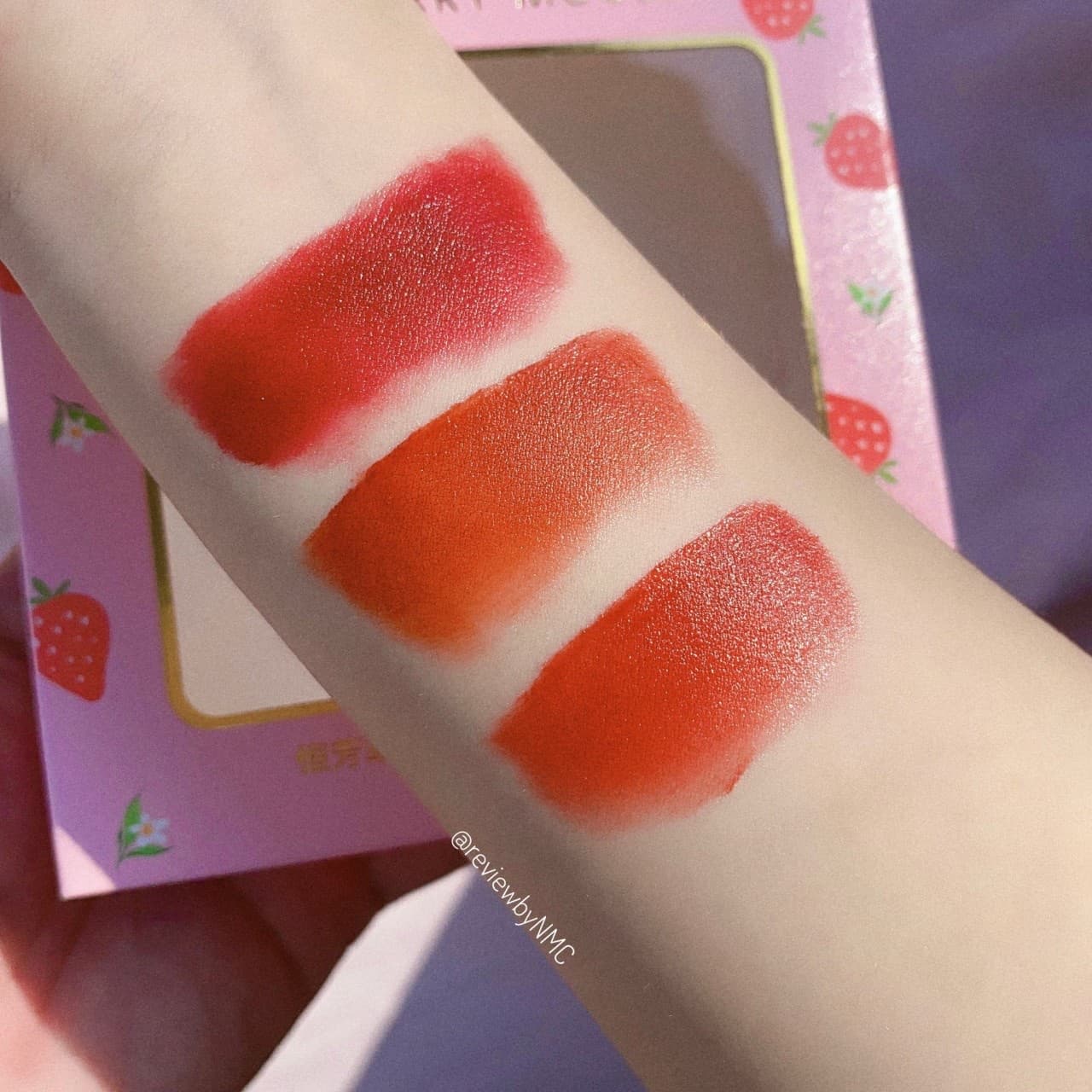 [TẶNG KÈM GƯƠNG] Set son kem Hengfang Strawberry Mousse - Cavali - Tone màu chuẩn son kem lì không khô môi
