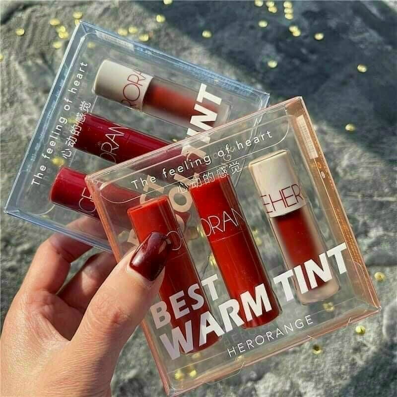 [HOT NEW] Set 3 cây son kem lì Herorange mini - CAVALI - Màu son dễ thương tone màu chuẩn không trôi chất lượng cao