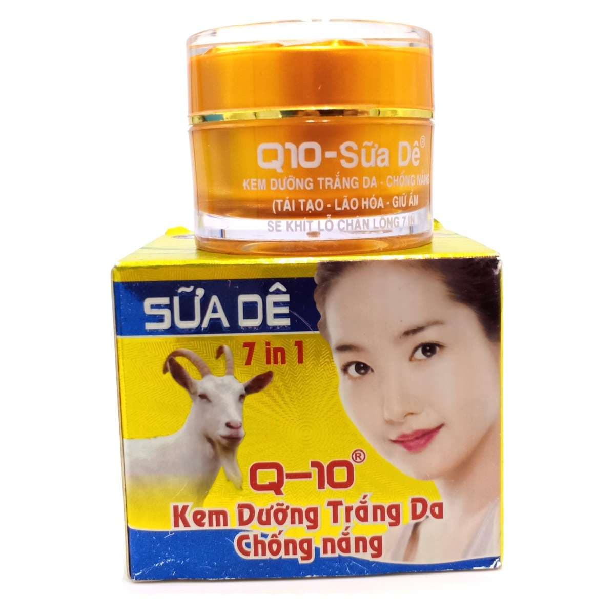 [HCM]Kem dưỡng trắng - Chống nắng - Tái tạo - Lão hóa - Giữ ẩm - Se khít lỗ chân lông Q10 - Sữa dê 12g (Vàng chanh)