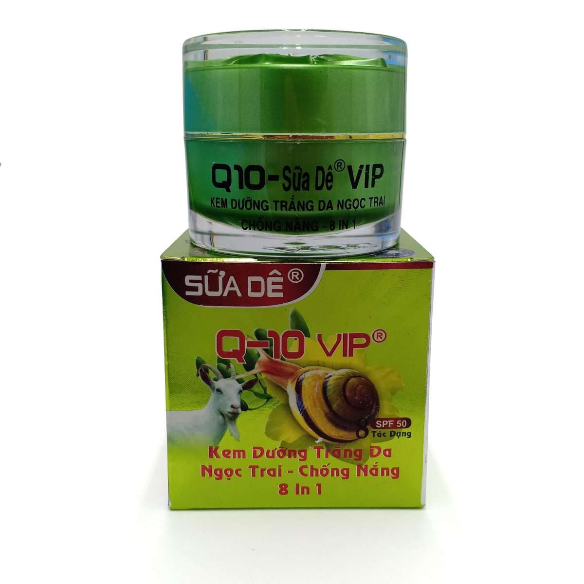 [HCM]Kem dưỡng trắng da Ngọc trai Chống nắng 8in1 Q10 - Sữa dê 30g (Xanh)