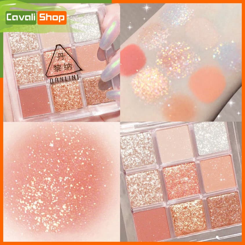 Phấn mắt 9 ô Dikalu nhũ lì - CAVALI - Hàng nội địa Trung gồm các tone màu thời thượng
