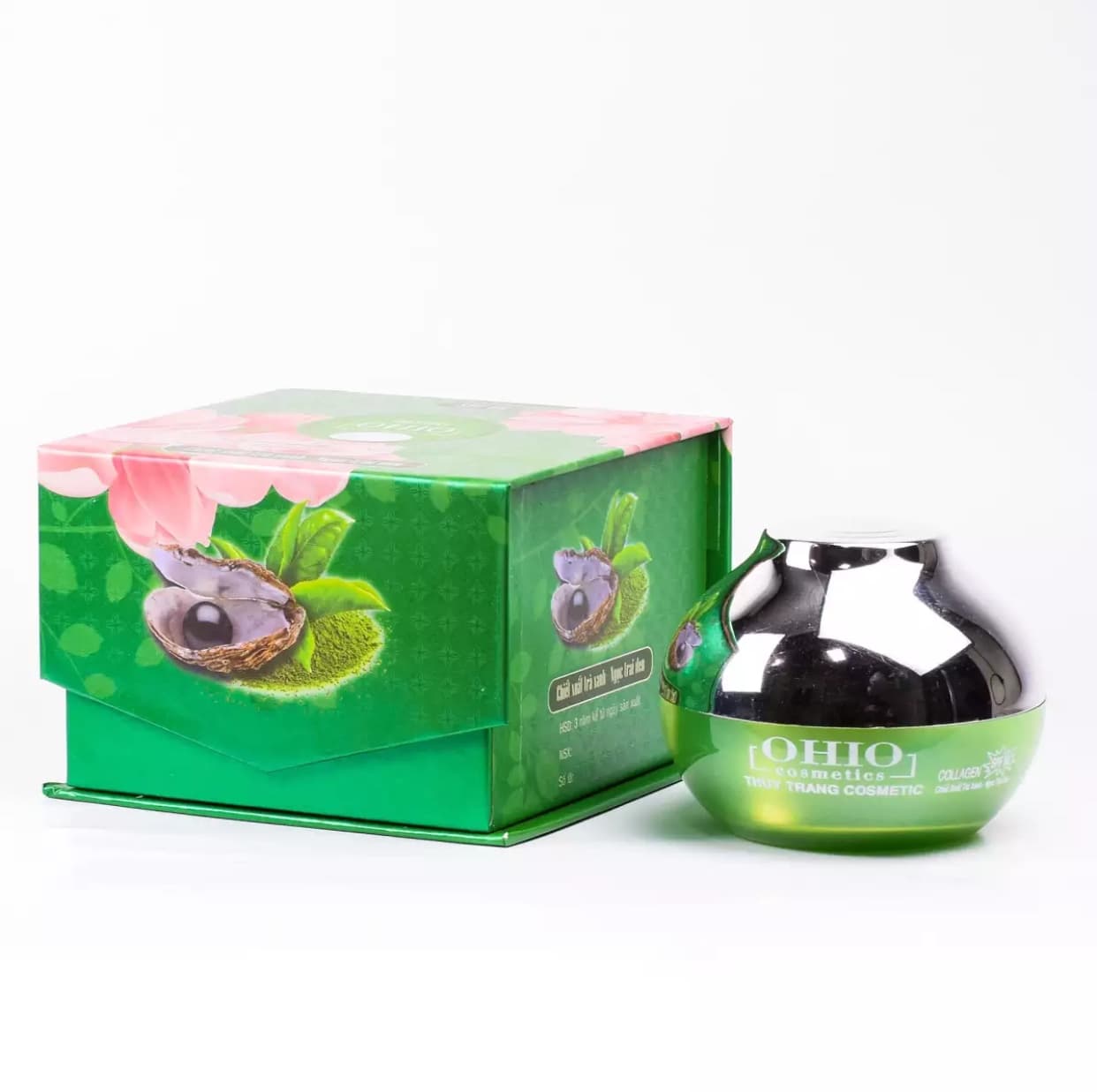 [HCM]Kem dưỡng trắng Ngừa nhăn Tái tạo Bảo vệ da Chiết xuất Trà Xanh - Ngọc Trai Đen OHIO (50g)