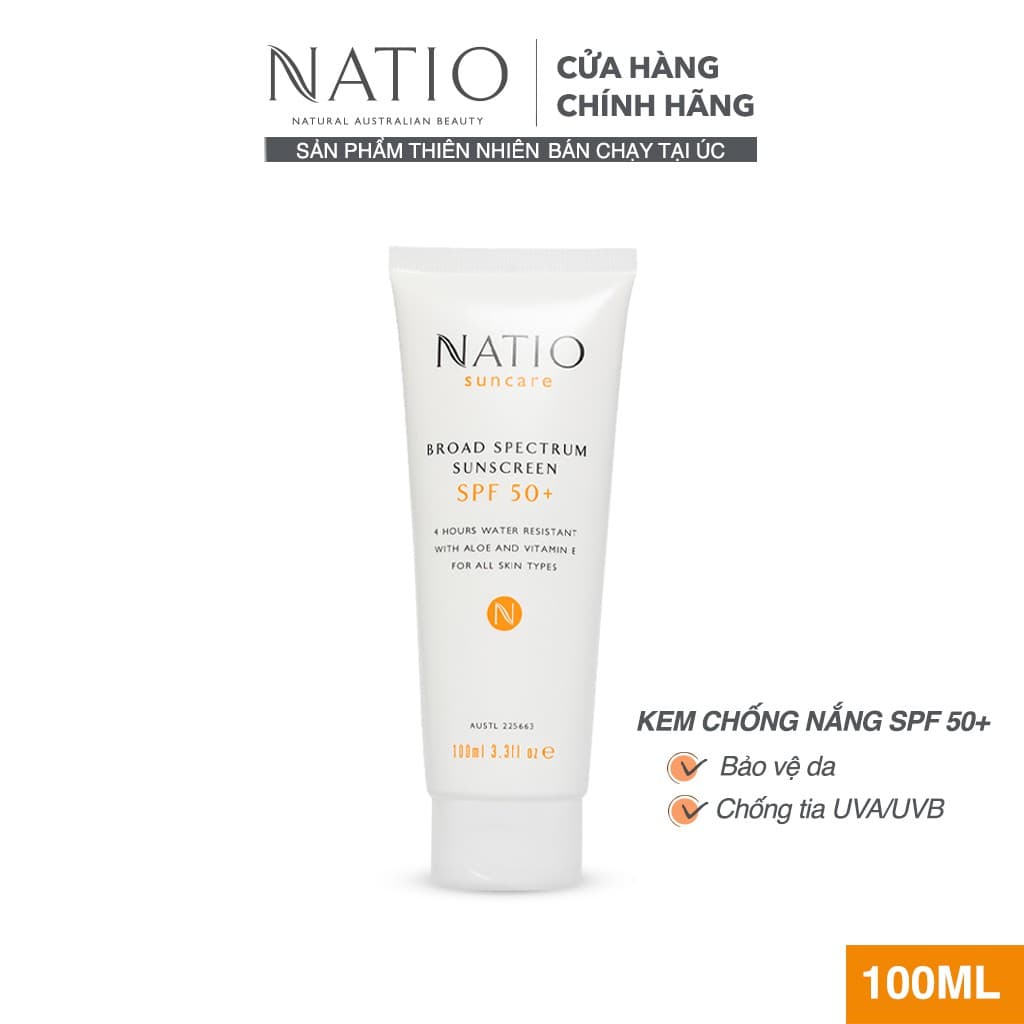 Kem Chống Nắng Natio Broad Spectrum Sunscreen SPF 50+ 100ml