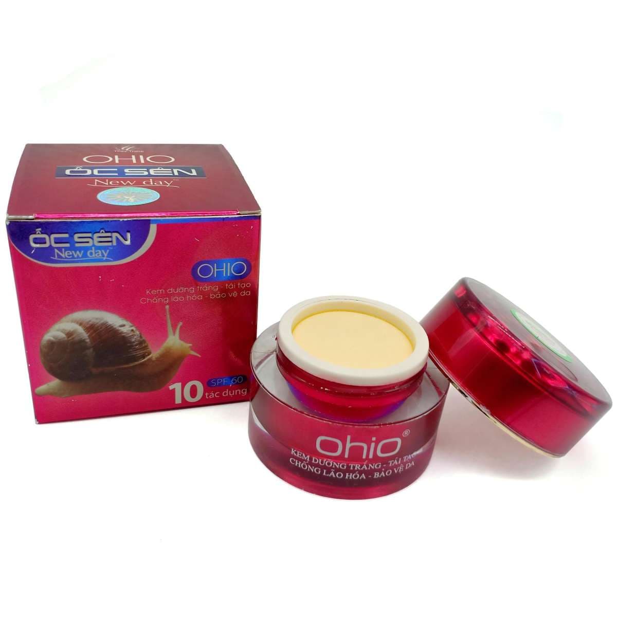 [HCM]Kem dưỡng trắng - Tái tạo - Chống lão hóa - Bảo vệ da 10 tác dụng Ohio Ốc Sên New Day 30g (Đỏ nâu)