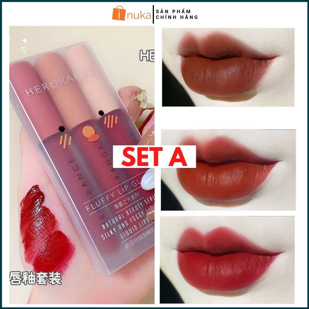 [Phiên bản 2021] son herorange set son 3 cây lâu trôi có dưỡng chính hãng Inuka son nội địa trung lên màu chuẩn mỹ phẩm nội địa trung có thể thay thế son blackrouge son 3ce son kem lì không gây khô thâm môi inuka.store.