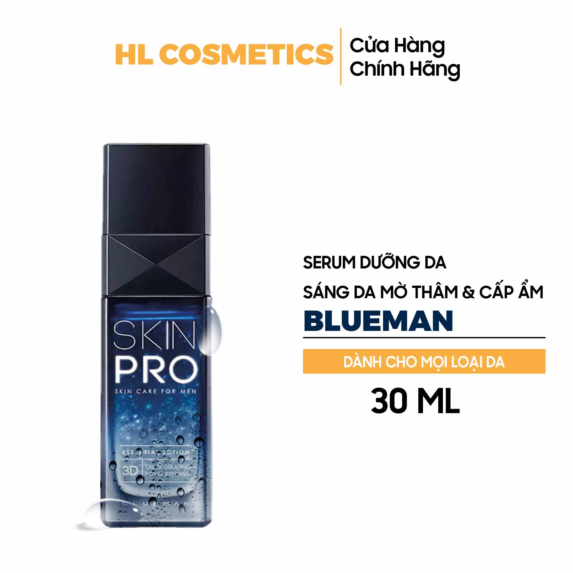 Serum Dưỡng Trắng Da Mặt Cho Nam BLUEMAN Chính Hãng Mờ Thâm Mụn & Se Khít Lỗ Chân Lông 30ml ZL101