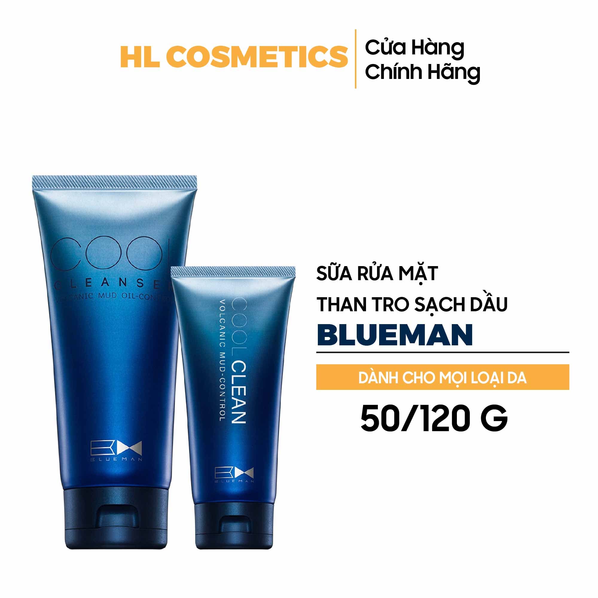 Sữa Rửa Mặt Nam BLUEMAN Chính Hãng Ngừa Mụn Làm Sạch Da Từ Than Hoạt Tính