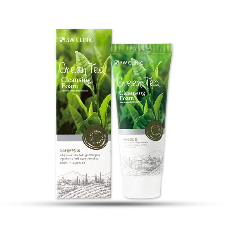 Combo 2 Chai Sữa Rửa Mặt Chiết Xuất Từ Trà Xanh 3W Clinic Green Tea (100ml) Trắng Da . Sạch Mụn