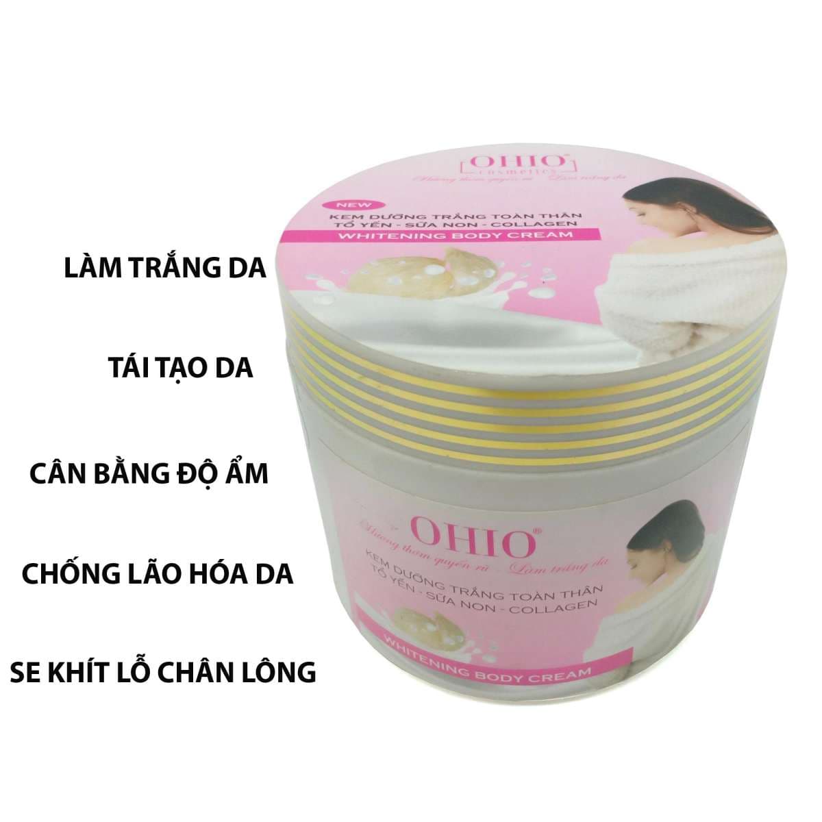 [HCM]Kem dưỡng trắng da toàn thân Tổ yến - Sữa non - Collagen Ohio Ốc Sên New Day 300g (Hồng)