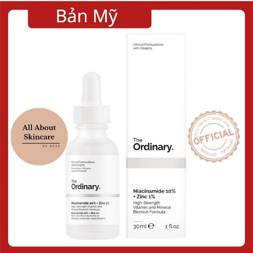 The ordinary Niacinamide 10% + Zinc 1%-Serum Ngăn Ngừa Mụn Se Khít Lỗ Chân Lông Sáng Da 30ml (Bản Mỹ)