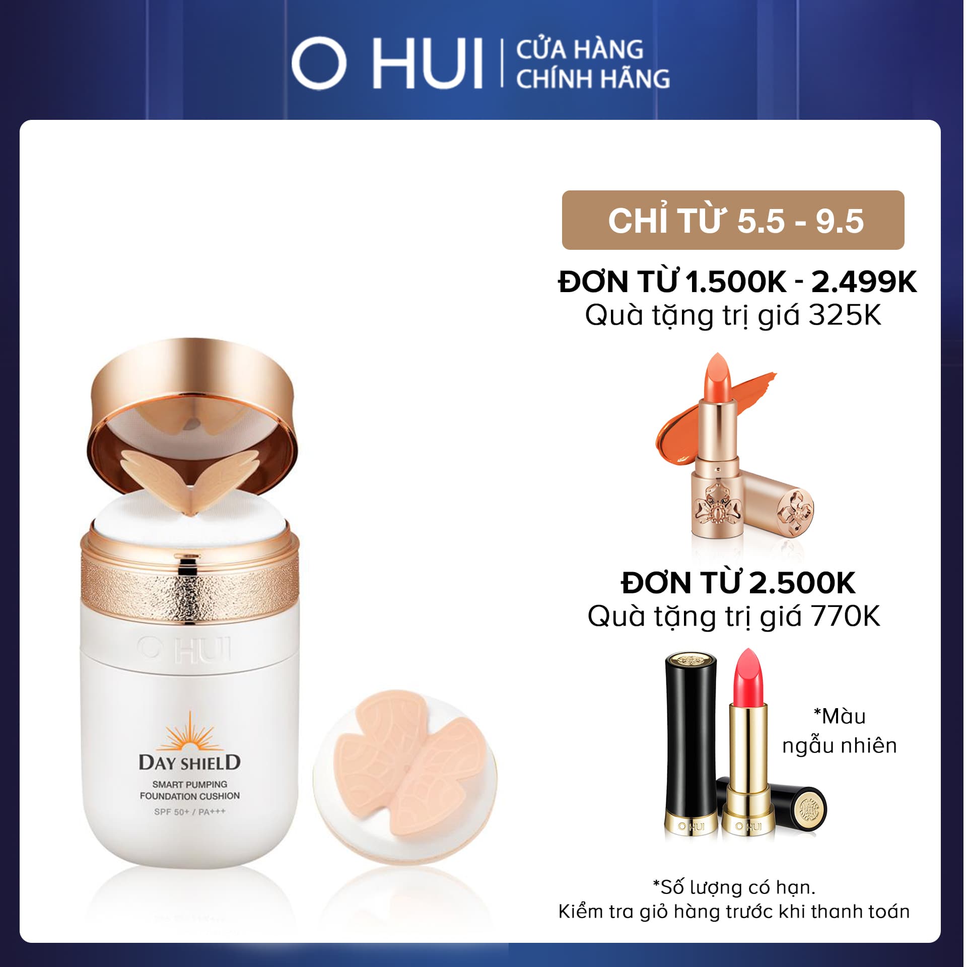 Phấn nước chống nắng che khuyết điểm OHUI Day Shield Smart Pumping Foundation Cushion SPF50+/Pa+++ 30ml