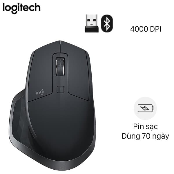 Chuột Không dây Bluetooth Logitech MX Master 2S Đen