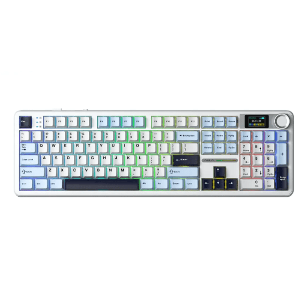 Bàn phím cơ không dây Aula F108 Pro xanh dương trắng tím đậm