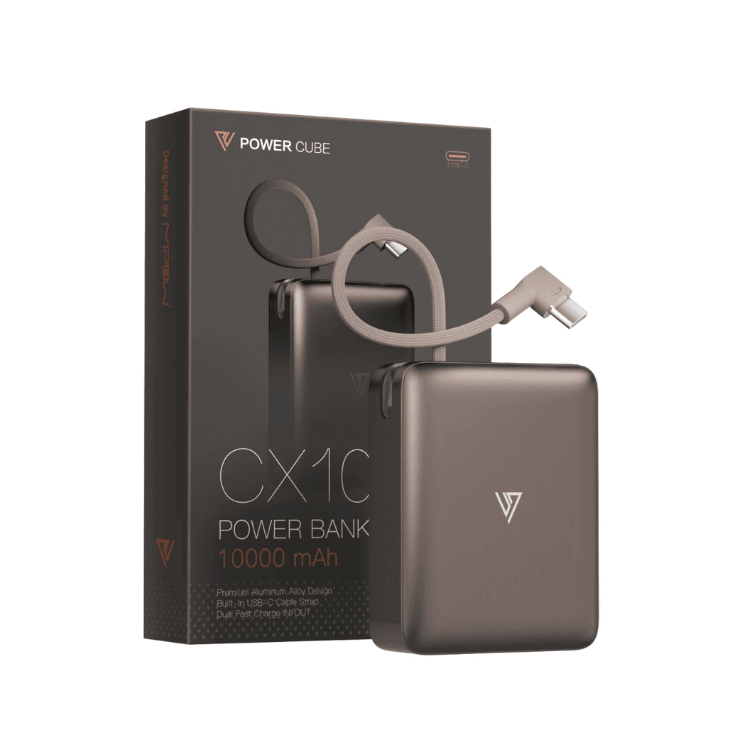 Pin sạc dự phòng Mipow Ultra Mini Aluminum CX10-OR 10000mAh 22.5W tích hợp cáp Type-C (CCC)