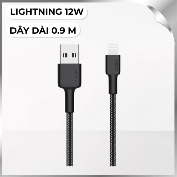 Cáp sạc và truyền dữ liệu USB-A - Lightning 12W 0.9m Aukey CB-BAL7 - Đen