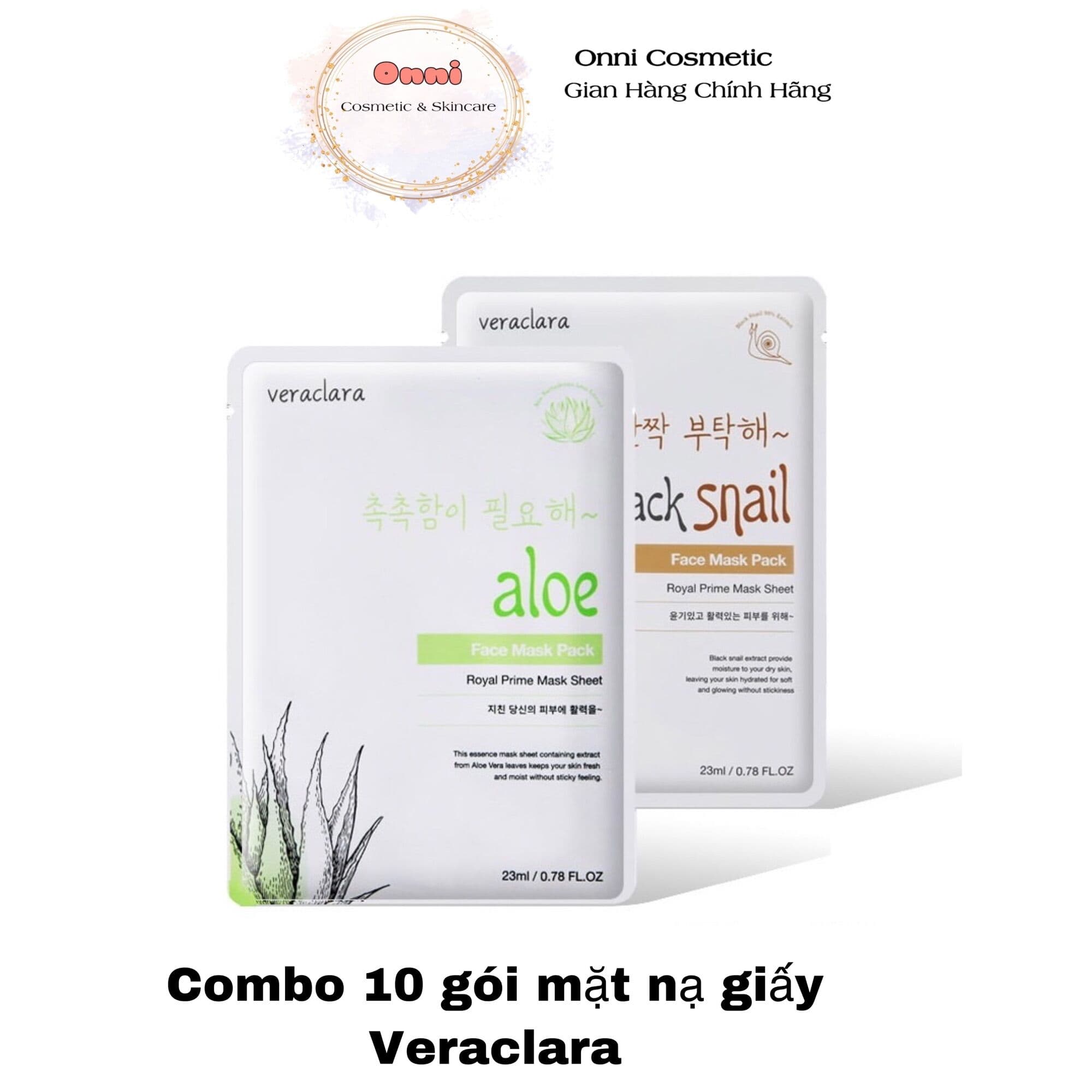 Mặt nạ giấy cấp ẩm dưỡng trắng căng bóng da Veraclara 23ml