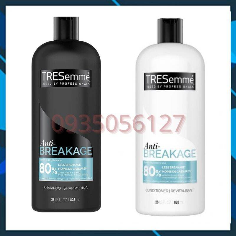 (MẪU MỚI)COMBO 2 chai DẦU GỘI DẦU XẢ TRESEMME MỸ ANTI BREAKAGE NGĂN NGỪA GÃY RỤNG ĐẾN 80% CHAI 828ML