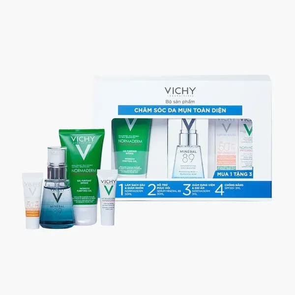 Bộ Sản Phẩm Vichy Chăm Sóc Da Mụn Toàn Diện (4pcs)