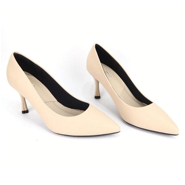 Giày Cao Gót Basic 7cm Mũi Nhọn Êm Chân Cillie Màu Kem 1199 (Store 5703)