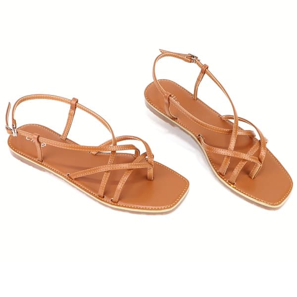 Giày Sandal Xỏ Ngón Đế Bệt Cillie Màu Bò 1061 (Store 5703)