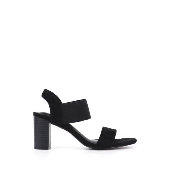 Giày Sandal Da Lộn Phối Thun Gót Trụ Cao 7cm Màu Đen Cillie 1010 (Store 5703)