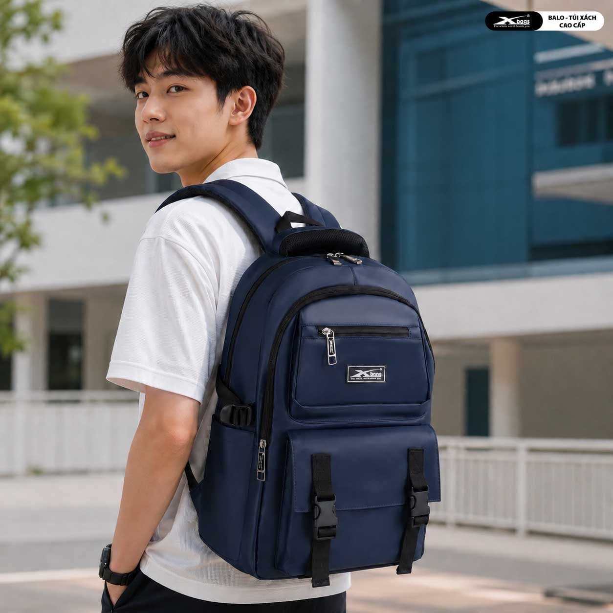 Balo Trung Học Thời Trang Cao Cấp XBags Dark Blue Xb3202 Balo Nhiều Ngăn, Chống Nước, Đựng Laptop 15.6 Inch, Cá Tính, Trẻ Trung