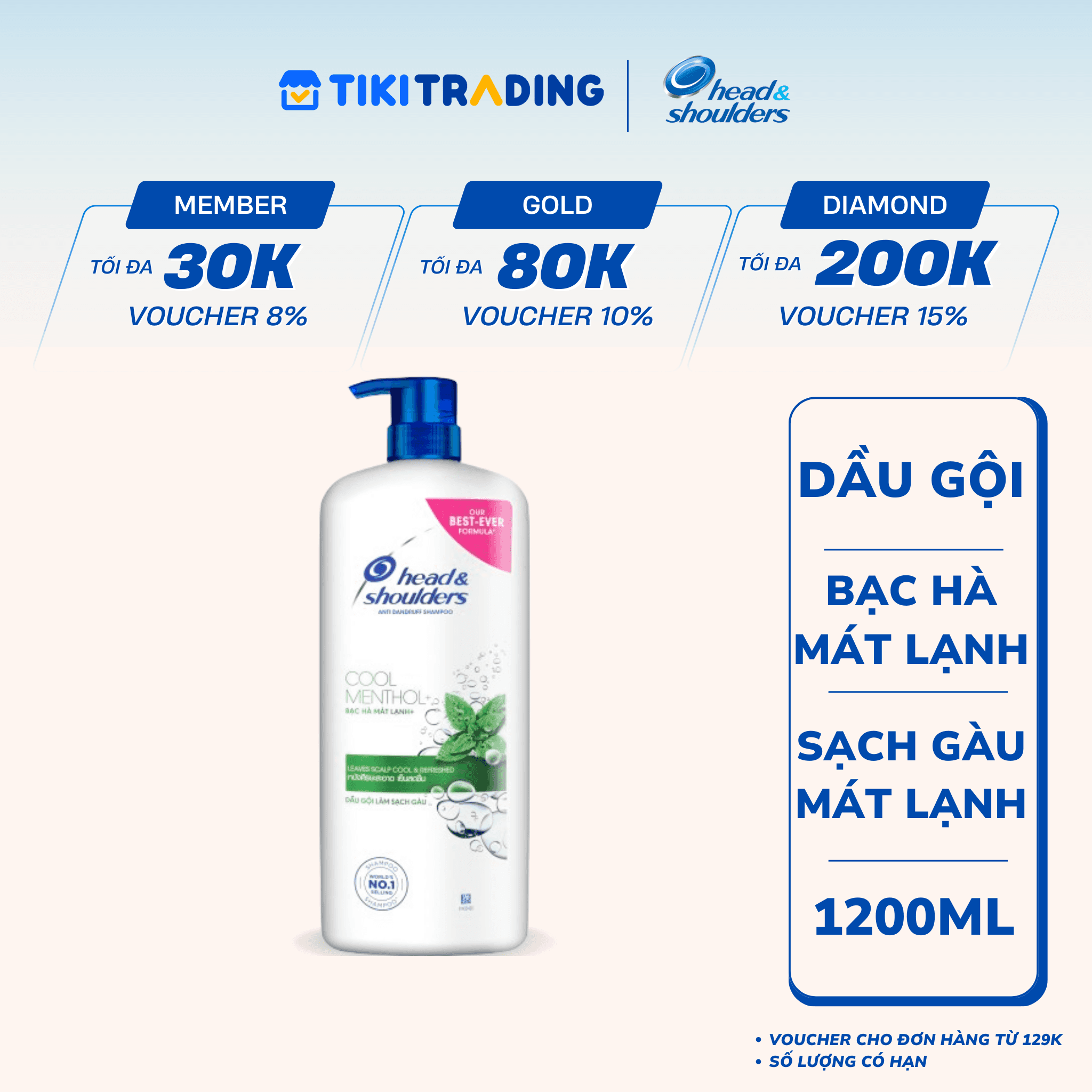 Dầu Gội Head&Shoulders Bạc Hà Mát Lạnh Chai 1200ml
