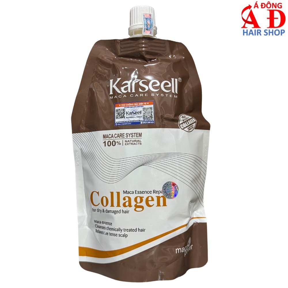Dầu hấp ủ tóc siêu mượt Karseell Maca Essence Repair Collagen dạng túi 500ml - TÚI CHUẨN 500ML