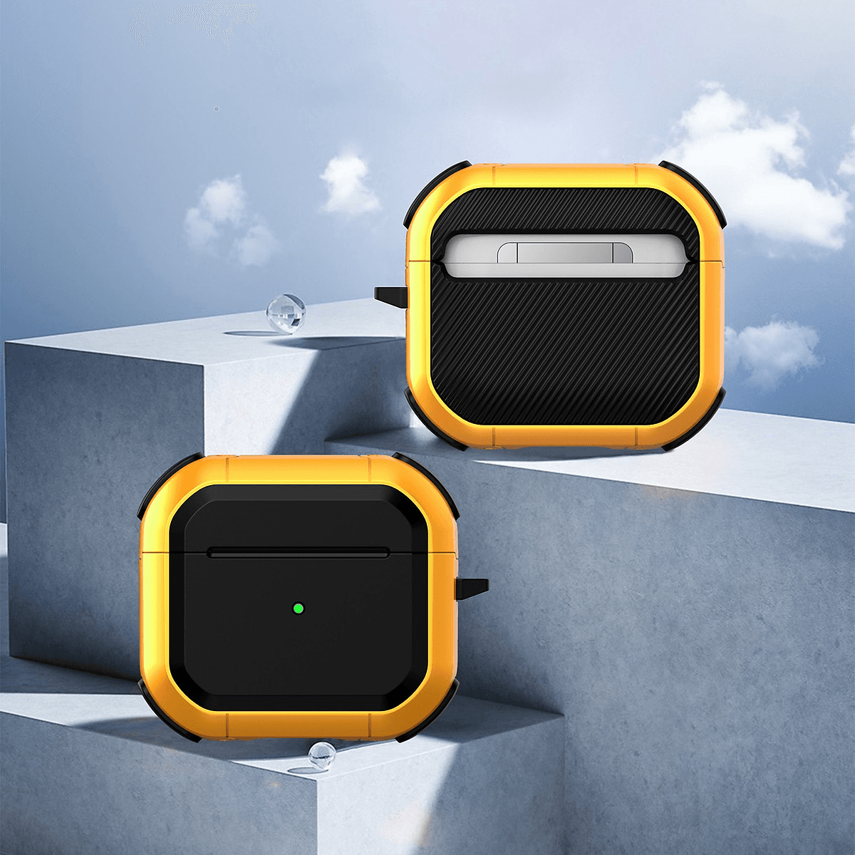 Ốp Bảo Vệ Chống Sốc Armor TPU PC Cho Airpods 1,2 Airpods 3 Airpods Pro Airpods Pro 2 Kèm Móc Treo- Hàng Chính Hãng - Airpods 3 - Màu vàng