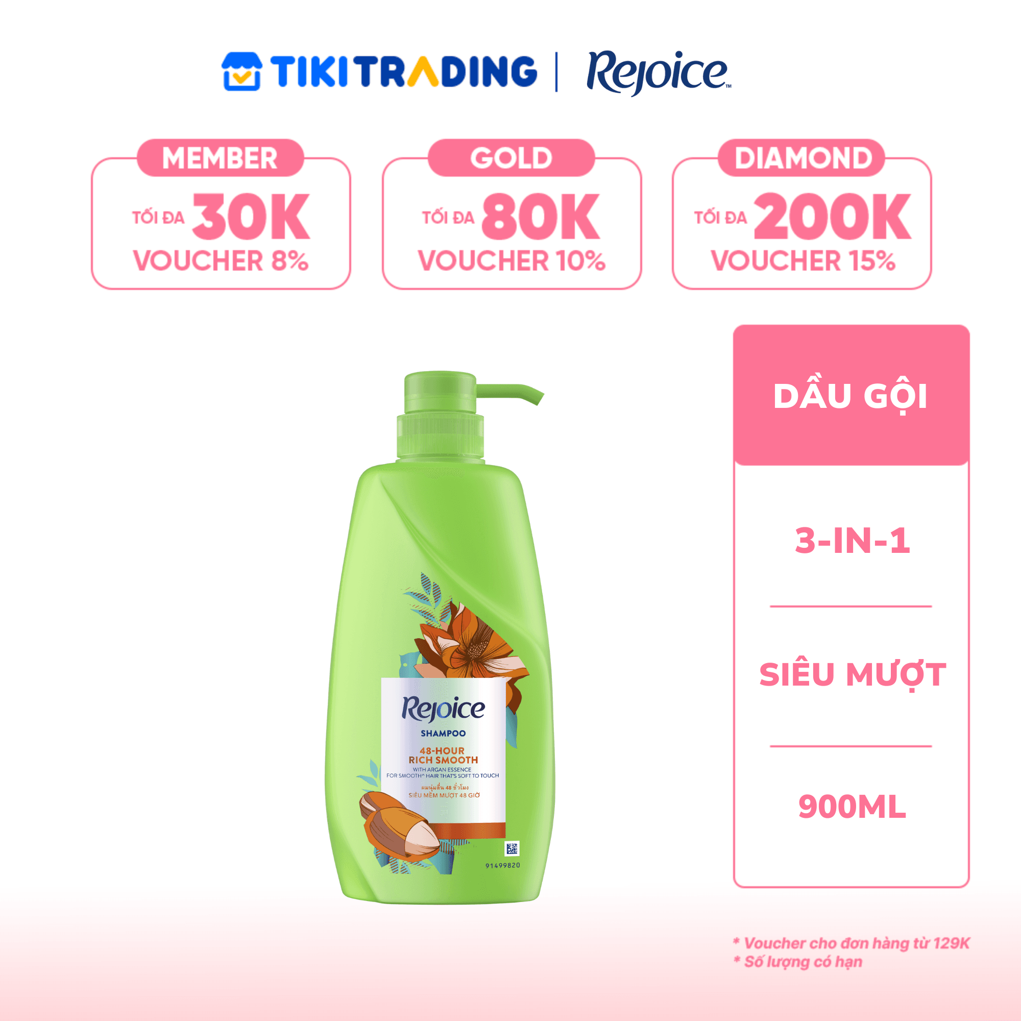 Dầu Gội Rejoice Siêu Mượt - 900ML