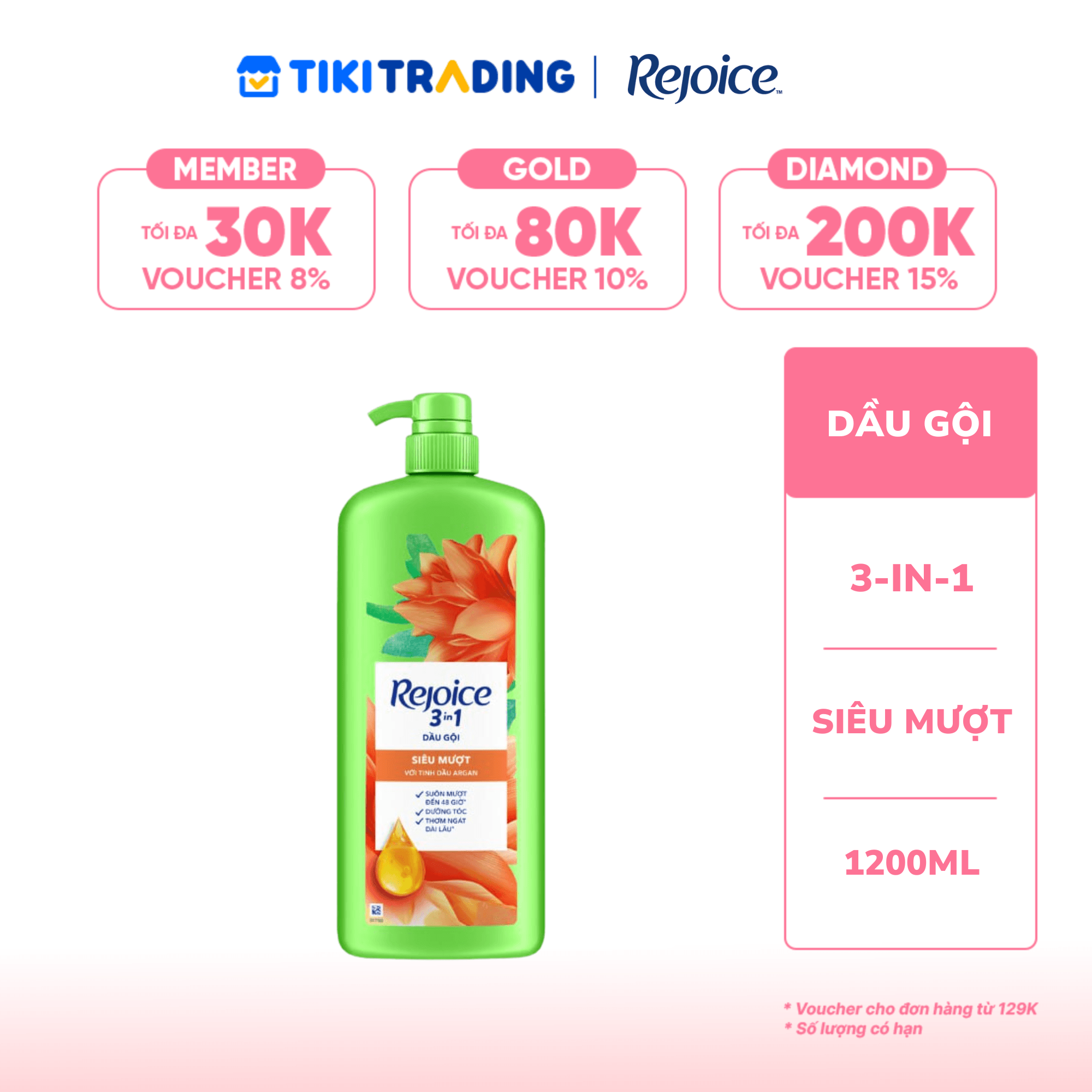 Dầu Gội REJOICE Siêu Mượt 1,2L