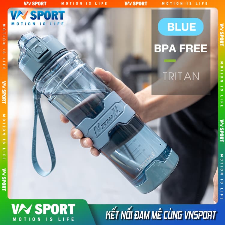 Bình Nước Thể Thao UPSTYLE - NewB VNS018, Chất Liệu TRITAN-BPA Free An Toàn Cho Sức Khỏe, Chịu nhiệt -20C96C 500ml, 700ml, 1000ml, 1500ml - xanh dương - 1500ml