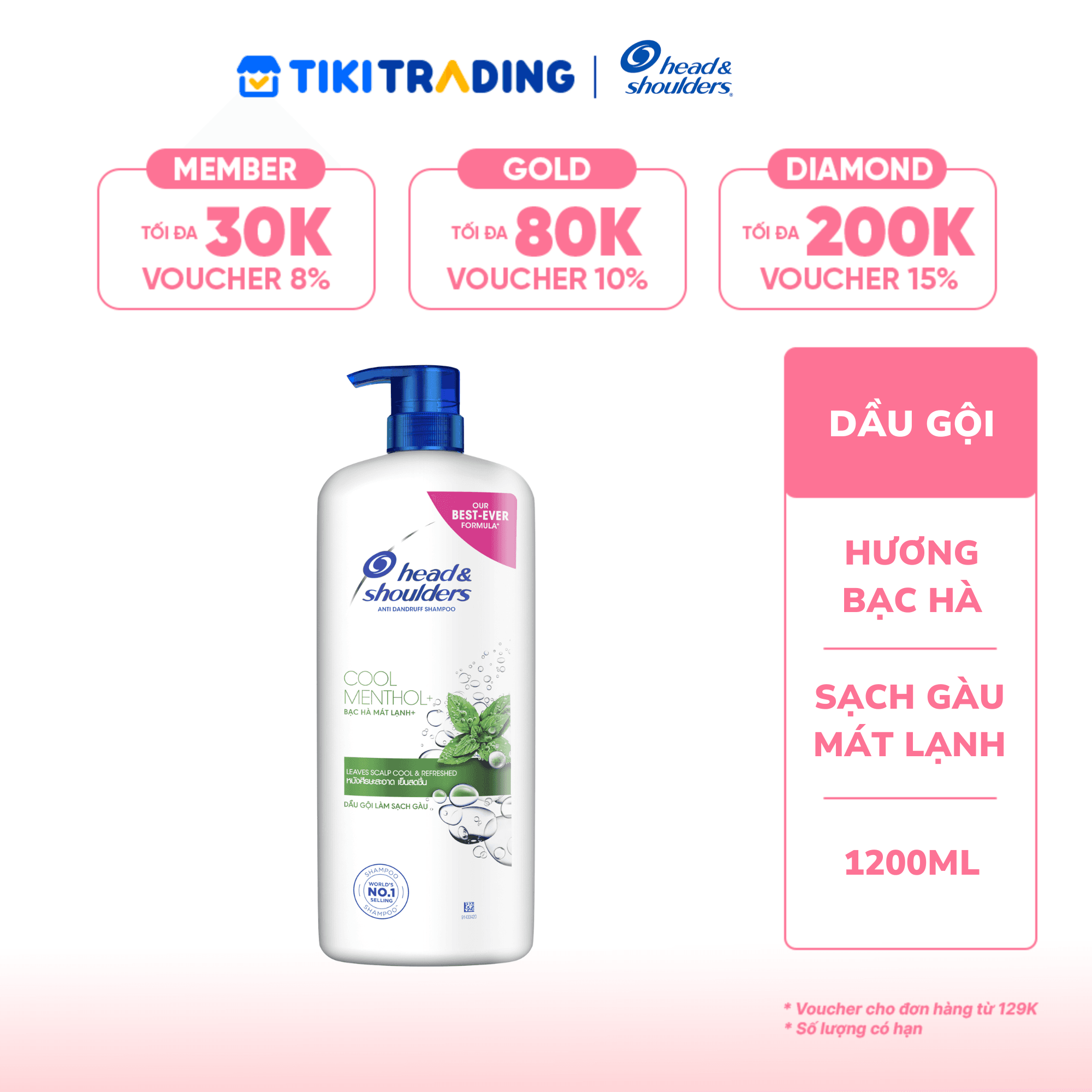 Dầu Gội Head&Shoulders Bạc Hà Mát Lạnh Chai 1150ml