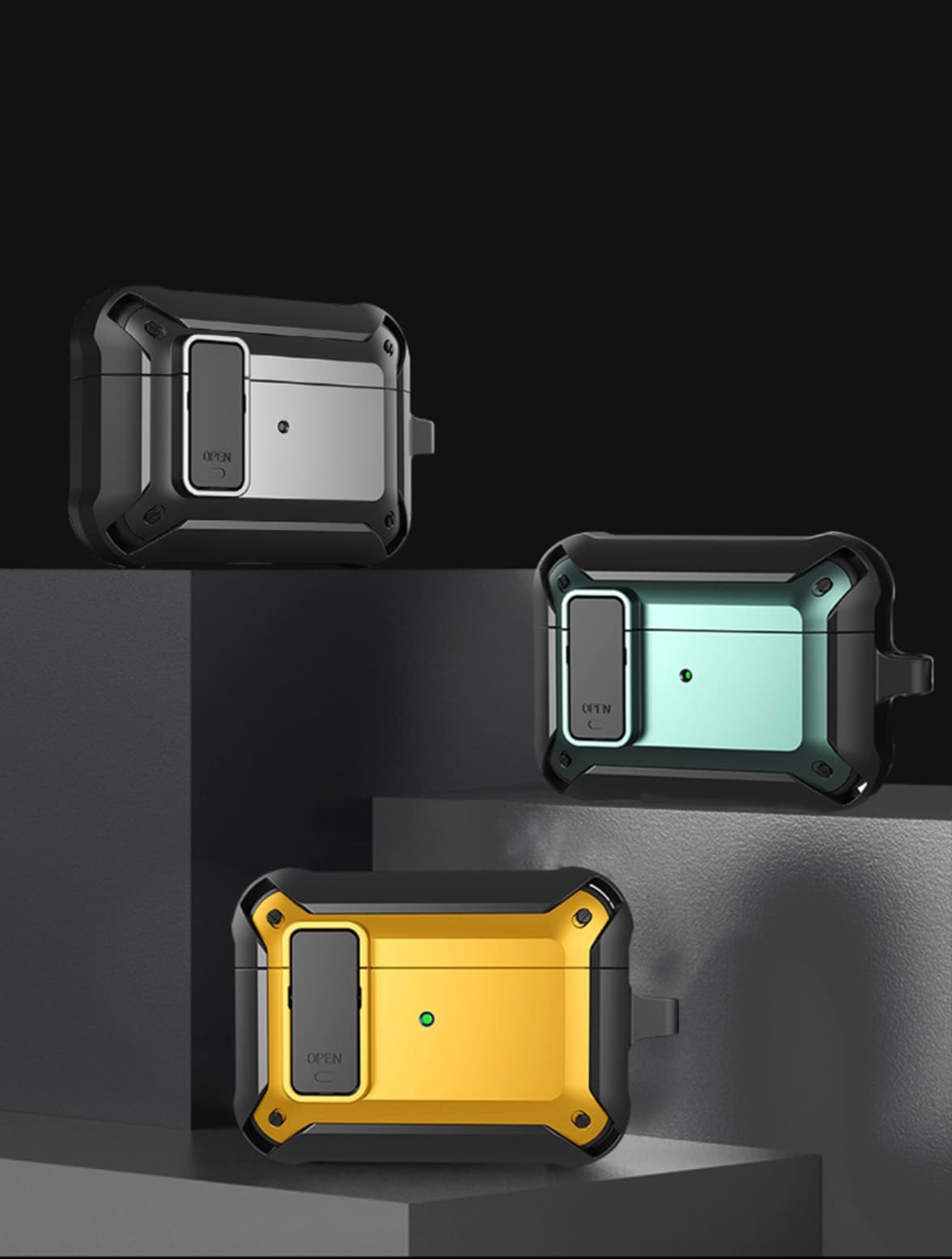 Bao case ốp dành cho Airpods 12, Airpods Pro, AirPods 3, Airpods Pro 2 có khoá chống rơi kèm móc treo - Hàng chính hãng - Xanh Rêu - Airpods 12