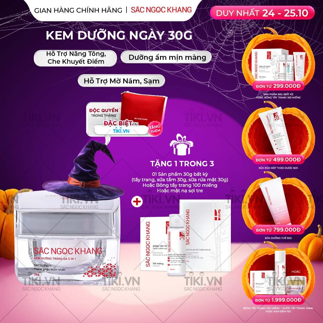 Kem dưỡng da Sắc Ngọc Khang 5 trong 1 ban ngày 30g giúp nuôi dưỡng làn da sáng khỏe, mờ thâm nám ngăn ngừa lão hóa