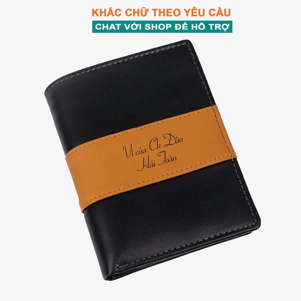 Ví da nam V112 da bò Nappa - Bụi leather - Bảo hành 12 tháng - Đứng Khắc tên