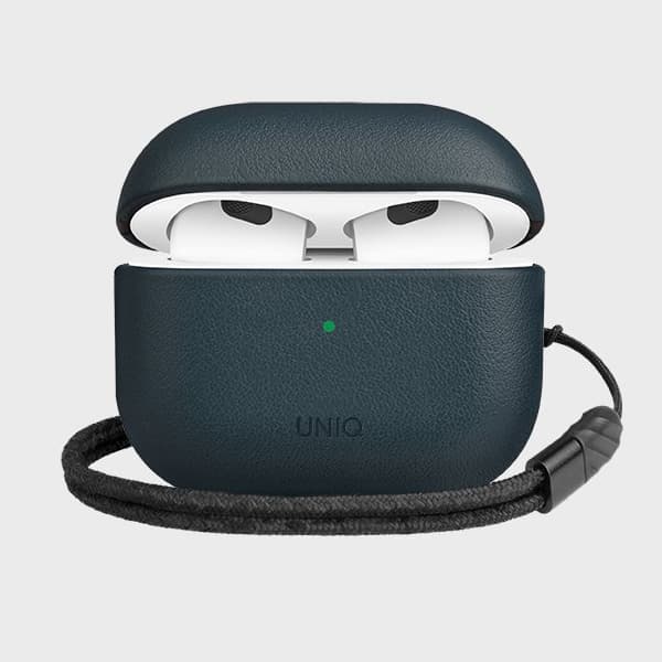 Bao Case Ốp Da Thật UNIQ Terra Geniune Leather dành cho Airpods 3 - Hàng Chính Hãng - Xanh